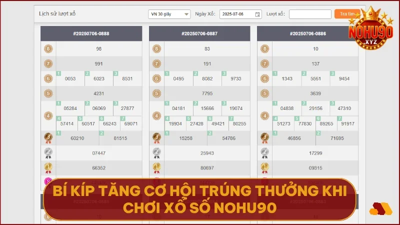 Xổ số NOHU90 - Giải trí tốc độ, thưởng lớn mỗi ngày 4 Áp dụng kinh nghiệm thực tế để nâng cao tỷ lệ thắng và chơi hiệu quả hơn