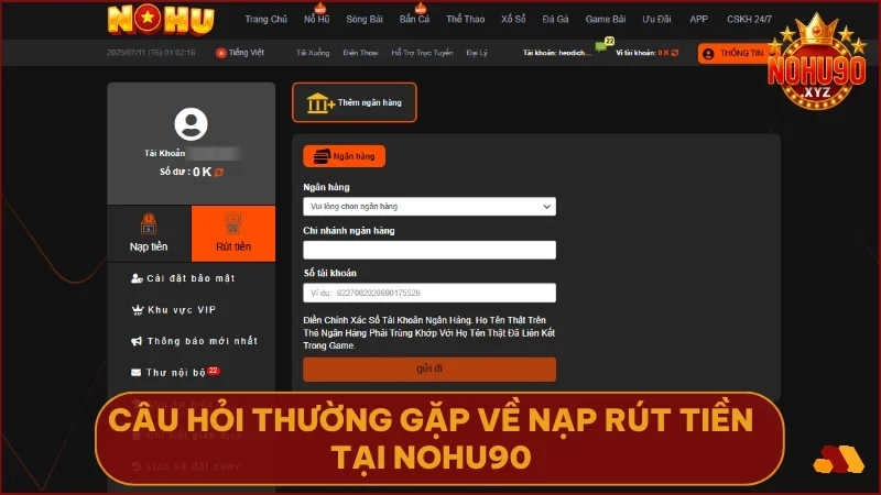 Câu hỏi thường gặp tại NOHU90 mà người chơi nên biết 2 Giao dịch nhanh chóng và an toàn nhờ hệ thống nạp rút tối ưu