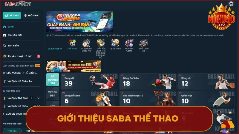 Khám Phá SABA Thể Thao Tại NOHU90: Hướng dẫn cá cược từ A-Z cho người mới 2 SABA Sports là nhà cung cấp nền tảng cá cược thể thao hàng đầu châu Á với công nghệ ổn định và trải nghiệm mượt mà