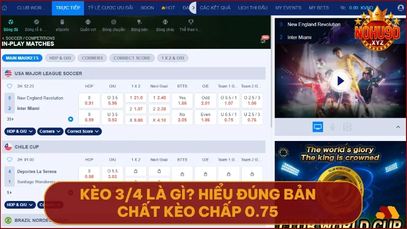 Giải mã kèo 3/4 và bí kíp "bắt kèo" bất bại 2 Kèo 3/4 tại NOHU90 là hình thức chấp nửa một giữa hai đội bóng có sự chênh lệch vừa phải