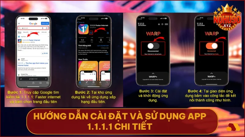 Cách truy cập NOHU90 khi bị chặn đơn giản và hiệu quả nhất 2025 4 Tải và cài đặt 1.1.1.1 từ App Store để vượt chặn trên thiết bị iOS