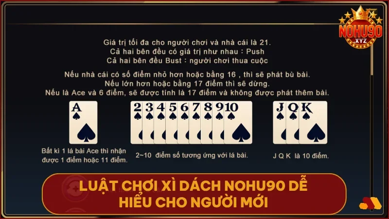 Xì Dách NOHU90: Hướng dẫn toàn tập & bí kíp săn jackpot khủng 2 Luật chơi tại Xì Dách NOHU90 được tối ưu đơn giản dễ hiểu phù hợp cho cả tân thủ và cao thủ.
